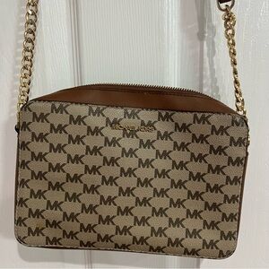 Michael Kors Logo Crossbody Bag in Brown and Tan